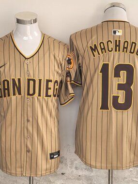 Bogaerts #2 Stitched Baseball Shirt - Sand Color with Brown Stripes